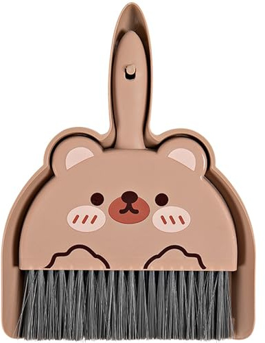 XFLYP RengöRings Set Borstset, Mini Multifunktionell Bärbar Sopborste med Hängbar Design, Enkel Mini Dustpan Set för Hem, Kontor, Skola, Tangentbord, Bil(Brun)