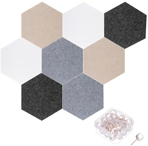 TYNXK Akustische Paneele 8 Stück Schallschutz Akustikplatte Schallabsorbierende Platten Studio Schallschutzplatten Wand Filz Bulletin Board mit 30 Pinnnadeln(Multi-Colored 01)