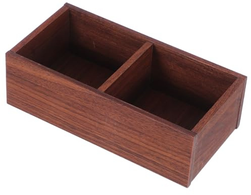 MAGICLULU Caja Organizadora de Madera Nogal para Té y Azúcar Compartimentos Amplios Adecuado para Cocina, Oficina y Estación de Café