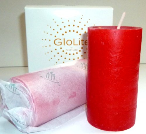 PartyLite GLOLITE-Mini-Pillar-Kerzen Eisfrüchte 5x10cm (2 Stck.), rot