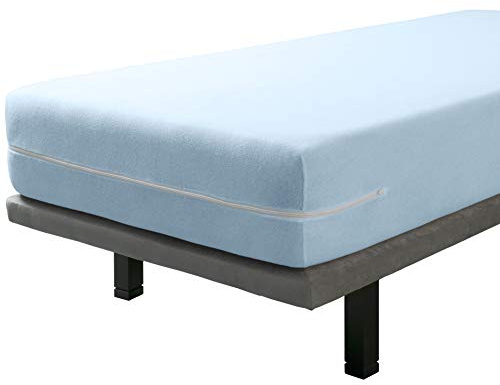Savel - 100% Elastische Baumwolle Bouclette Terry Matratze - Blau (150x190 / 200cm) | Matratzenschoner | Zeichenblatt | Integrierter Matratzenbezug