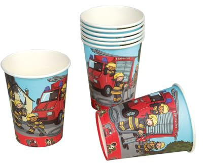 TIB 8 koppar * brandkår * för temafest och barns födelsedag fest feed set pojkar pappmuggar partymuggar cups Fire Fighter