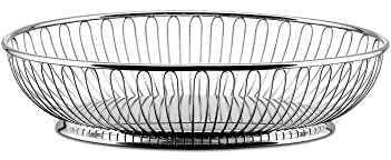 Alessi 829 Drathkorb, oval aus Edelstahl , 4.5 x 28 x 4.5 cm, Silber