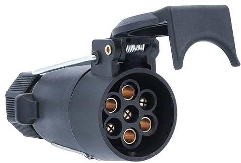 as - Schwabe Prise Femelle 7 Broches Adaptateur Camping 12V Câble DIN ISO 1724, Clapet de Protection, Raccord à Vis Caravanes, CampingCars IP44 Made in Germany | 60463