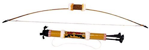 Holzspielerei Kleiner Indianerbogen mit 3 Pfeilen & Bambusköcher