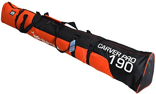 Brubaker Ski Borsa 'Carver PRO 2.0' Sacca da Ski Imbottita con Cerniera Nero/Arancio/Bianco 190 cm