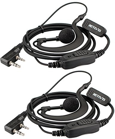 Retevis RE3120 Funkgeräte Kopfhörer 2 Pin C-Typ Headset for RT24 (2 STK) | Kompatibel mit JUCJET Walkie Talkie RT24V RT27 RT668 RT618 RT86 Baofeng BF-88E BF-888S Tyhbelle Kenwood Funkgerät Headset