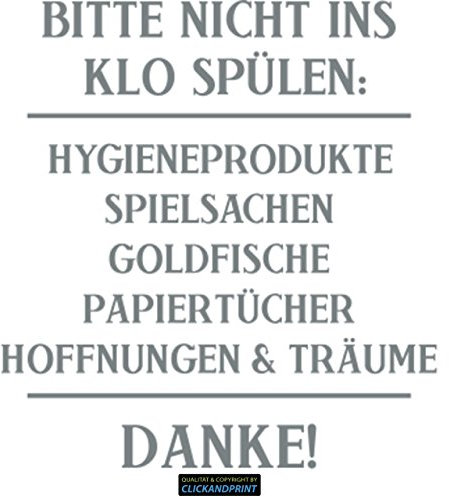 CLICKANDPRINT Aufkleber » Bitte Nicht ins Klo spülen:, 90x83,6cm, Grau • Wandtattoo/Wandaufkleber/Wandsticker/Wanddeko/Vinyl