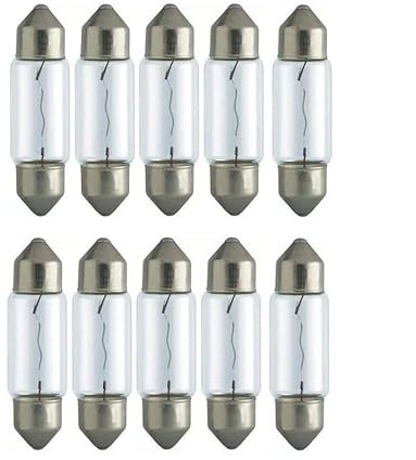 INION 10x Stück – C10W - 41mm - S8.5-12V - 10W - SV8.5-8 - KFZ Beleuchtung - LONGLIFE - Glühlampe Glassockellampe Glühbirne Soffitte Autolampen