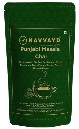 Navvayd Punjabi Masala Chai (100 Gm, 50 Cups), With Cardamom, Cinnamon, Black Pepper, Fennel Seeds, Clove & Ajwain, Premium Blend