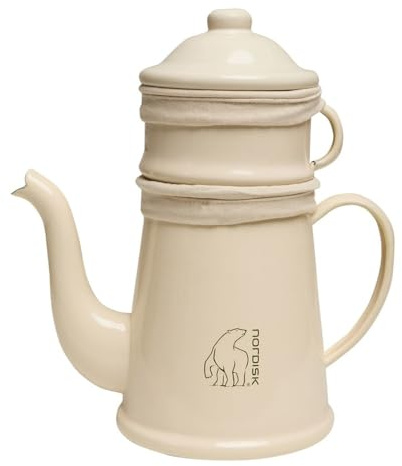 Nordisk Madam Bla Coffee Pot 1.5 L Beige - Robuste rostbeständige Retro Emaille Kaffeekanne, 1.5l, Größe 1.5 l - Farbe C