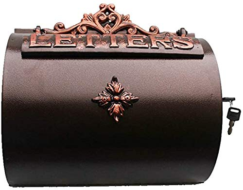 FYZS Wandmontierte Postfach Mailbox Mailbox Europäische Retro Gusseisen Villa Postkasten Wandmontierte Outdoor-Regen Verdickte Abschlussbare Briefkasten Abschlussbare Wetterfestes Außerhalb Postkasten