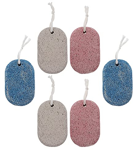Piedra Pómez para Pies 6 Piezas de Exfoliación y Callos | Piedra Pómez, Cuerda para Colgar, Uso en Pies y Pedicura, Acabado Liso para Piel Color Aleatorio