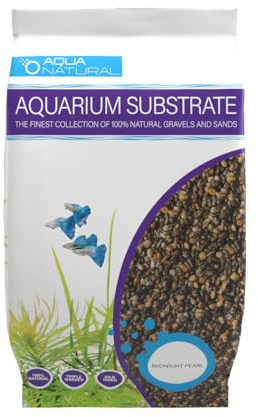 Aqua Natural Midnight Pearl 20lb Gravel Substrate for aquascaping, Aquariums, vivariums and terrariums 2-4mm, Brown
