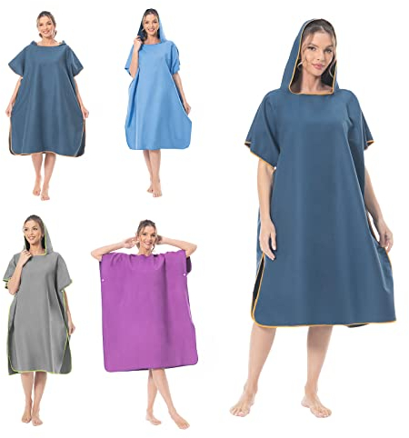 MOKANI Surf Poncho Umziehhilfe Strand für Damen Herren Erwachsene Jugendliche, Ultraleicht und Schnelltrocknend, Badeponcho Handtuch Poncho aus Mikrofaser auch als Umkleidehilfe Strand (Dunkelblau)