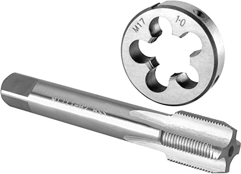 Burkit M17 x 1 Gewindeschneider-Set für Rechtshänder | M17 x 1,0 Maschinengewindebohrer und runde Schneideisen zum Schneiden oder Reparieren von Gewinden auf Metall.