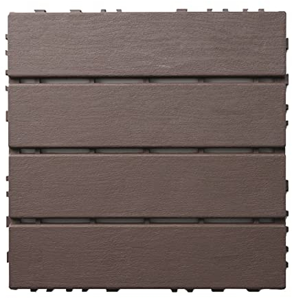 Ineinandergreifende Terrassenfliesen 30x30cm Kunststoff-Bodenbelag für den Außenbereich, wasserdicht Terrassenpflaster für Pool, Dusche, Badezimmer, Terrasse, Balkon, Garage,Kaffee,36 pcs