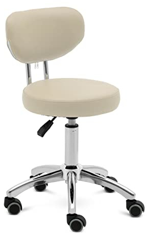 Physa ASCONA Dark BEIGE Rollhocker mit Rückenlehne 150 kg 46-60 cm Dunkelbeige Rollhocker Rollhocker höhenverstellbar Friseurhocker