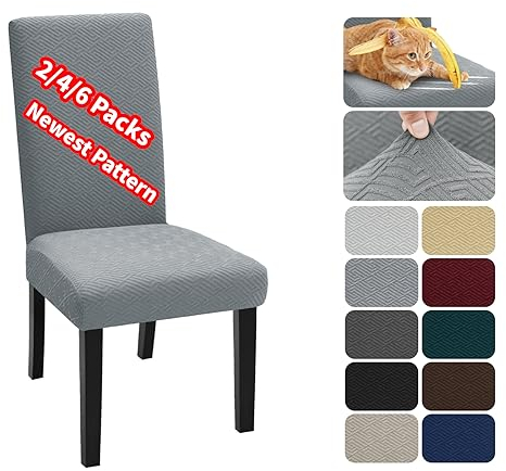 XINEAGE Stuhlhussen 6er Set, Stretch Stuhlhussen für Esszimmerstühle, Universale Stuhlhussen Waschbar Abnehmba für Hotel, Zeremonie, Bankett, Restaurant, Zuhause (Hellgrau)