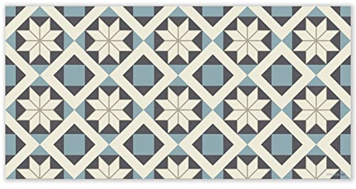 mubusi Tapis Vinyle du Sol Cuisine Salon - Différentes Tailles - (Sud Bleu 60x120 cm)