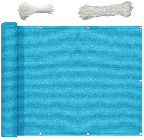 NINGBAI Pantalla de Privacidad 100 x 550 cm Malla Ocultación Patio, Toldo Lateral Cubierta de Balcón Resistente al Viento Ocultación para Balcón Piscina, Azul