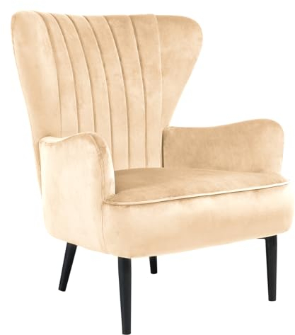 SVITA Arthur Sessel Relaxsessel Ohrensessel Modern Gepolstert Samt Hellbraun