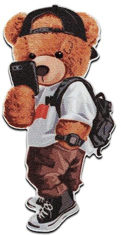 Mono-Quick Bär mit Handy Aufnäher zum Aufbügeln 8,6 x 4,3 cm Bügelbild für Kinder Mädchen mit Lieblingstier Wild, Bügelpatch Patches Bügelflicken