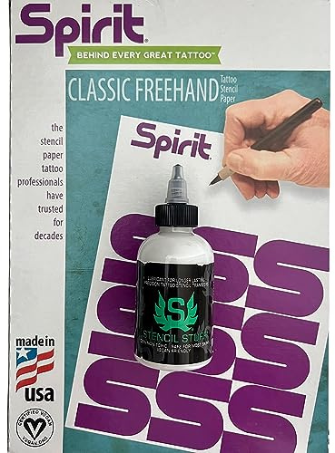 HAN-SEN Stencil Stuff Abzugsflüssigkeit 125 ml Abzugscream Schablone/Skizze Transfer + 100 Blatt SPIRIT Classic Freehand A4 Matrizenpapier für Handskizzen