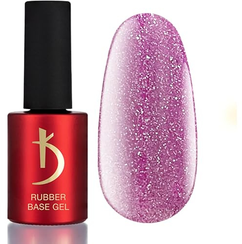 K Professional Rubber Base Gel - Base Coat - Pink Lilac Glitter Reflective Nail Polish -15ml- Unterlack - Rosa Lila Glitzer UV Nagellack - Gel Nägel - UV LED Pink Lilac Reflective