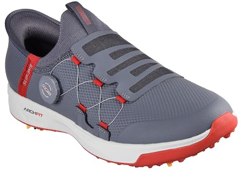 Skechers Men's Go Golf Elite Vortex Slip Ins Sneaker, Charcoal Syntehtic Red Trim, 43 EU