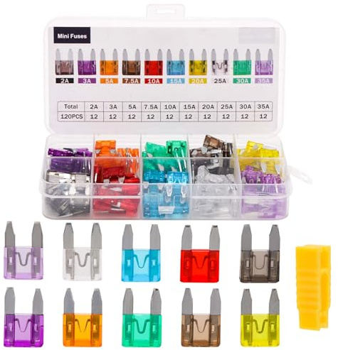 120pcs 3 Amp Mini Car Fuse Kit, Versatile Automotive Fuse Assortment with Clip Durable Micro Blade Fuse Kit Efficient Vehicle Replacement Fuses for Car Truck Motorcycle Boat