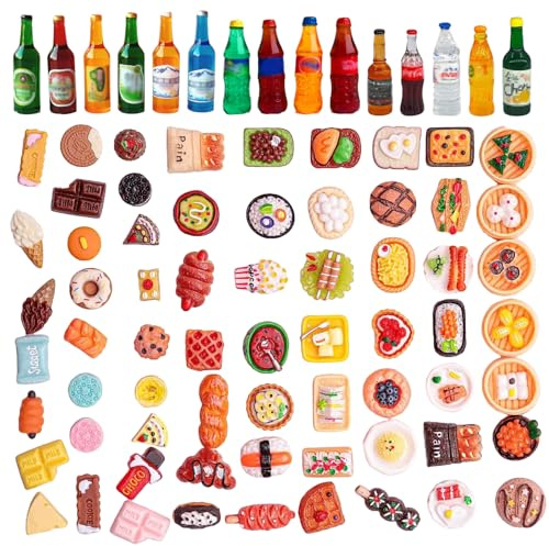 80 Pièces Mini Jouet de Boisson Miniatures Objet Miniature Accessoires pour Mini Maisons de Poupées (Style Aléatoire) pour Décorer Les Tables Miniatures Dinette Miniatures Maisons de Poupées