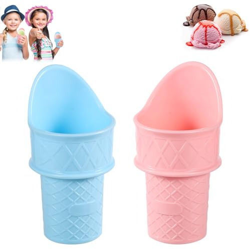 2pcs Cuillères à Crème Glacée, Mini Cuillères à Cornet de Crème Glacée en Plastique Support de Cornet de Crème Glacée Support de Cône de Neige de Crème Glacée pour Enfants en Bas Âge