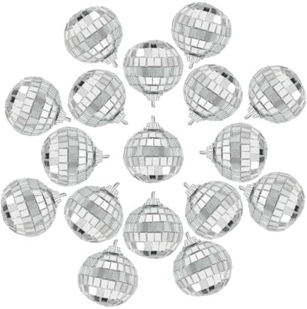 24 Palla da Discoteca, 4 cm di Diametro Disco Ball,Palline a Specchio D'Argento, Palline a Specchio Appendibili per L'Albero di Natale, Matrimonio, Compleanno e Decorazione di Luci di Partito