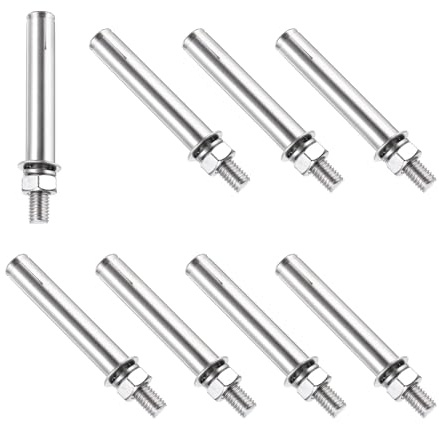 PATIKIL Tornillos de Expansión M10 x 100mm 8 Piezas Acero Inoxidable 304 para Anclaje de Manga en Pared de Hormigón Ladrillo Pared de Yeso Aire Acondicionado Plata
