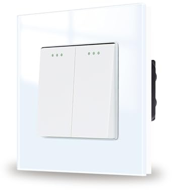 JIMEIDA Lichtschalter Weiß Unterputz 2 Fach 1 Weg Glas Lichtschalter Taste Schalter Wandschalter Kristall Kippschalter 86 * 86MM,10 Amp,250 V