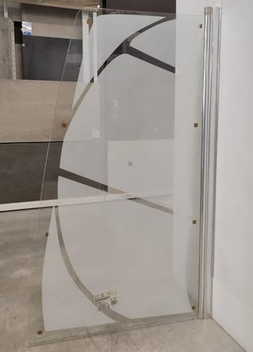 Sopravasca a Bandiera 1 Anta Vetro 5mm Lucido Serigrafato Eclisse Profilo Cromo 84cm H 140cm Montaggio Reversibile Sopra Vasca Pannello Vasca VELA VED90084AG92