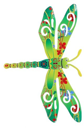 ANDRESLAD Iron Dragonfly Garden Wall Art Sculpture – Outdoor Hanging Wall Decor for Patio and Backyard Fence – Large Green Metal Dragonfly Ornament for Indoor and Outdoor Garden Decorations