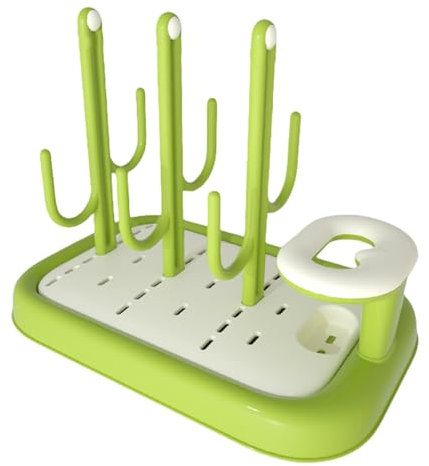 Baby Bottle Drying Rack, Vertical Cactus Shaped Bottle Drainer, 11.73x7.8x9.06 inches Space-Saving Desk Dryer Station, Compact Hygienic for Baby Bottles, Nipples & Accessories