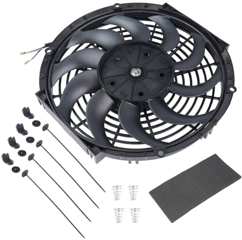 12 Pouces 12V 80W Ventilateur Refroidissement Moteur, ventilateur montage radiateur réversible Refroidissement pour moteur de voiture Hopzty
