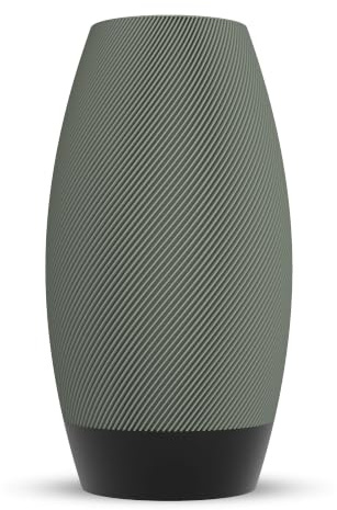 ebenkunst Curvela Vase 25 cm bruchsicher wasserdicht Blumenvase Grün | Wasserdichter PCTG Einsatz, herausnehmbar & bis 55 °C spülmaschinenfest, moderne & bruchsichere Bio-PLA-Vase, Made in Germany