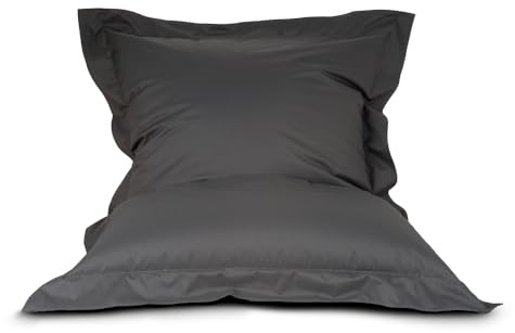 Bags of Beans Giant Adults Versatile Floor Cushion Wipe Clean Bean Bag - Pre Filled Wipe Clean Machine Washable Seat for Living Room, Patio, Bedroom 128cm(W) x168cm(H) (Grey)