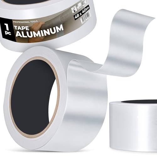 Instalguru Ruban Aluminium 48 mm 40 m Étanche Réparation Tuyau Conduit Chauffage Isolation Thermique Climatisation Joint Métal Aluminium Tape Ruban Adhésif Résistant