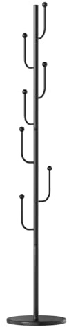 nerhemg Portemanteau avec 7 crochets, porte-manteaux autoportant pour couloir, salon, chambre à coucher – En forme de cactus, porte-manteaux pour manteaux, chapeaux, écharpes, vestes, noir
