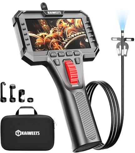 Two-Way Articulating Borescope Camera with Light, 0.25in Slim Probe, Industrial Endoscope Inspection Camera with Light, 5.3FT Flexible Snake Scope for Automotive, HVAC and Aircraft Mechanics