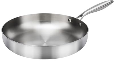 Padella per friggere ergonomica in acciaio inossidabile con fondo piatto Wok non rivestito Pentole per fornelli a induzione Uso rapido Riscaldamento in acciaio inossidabile Pan