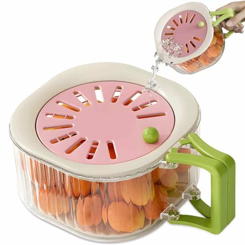 Yueser Drain Tray, Pink Fruit Washer Colander and Strainers Fruit Basket Pasta Strainer Multifunctional Draining Basket with Lid Fruits Washing Bowl with Handle for Washing Fruits Vegetables and Salad