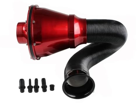 Manguera Admisión Limpiador Tuberías Entrada Aire Frío Alto Flujo Automóvil Y Todoterreno Filtro Aire Universal Automóvil 76 Mm Cabeza Hongo Fuelle Admisión Aire Filtro 3 Pulgadas Entrada Aire(Rojo)