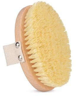 HABYS Trockenbürste für Körpermassage | Buchenholz & 100% Tampico Naturborsten | Anticellulite, Hautstraffung & Peeling | Mit Baumwollband