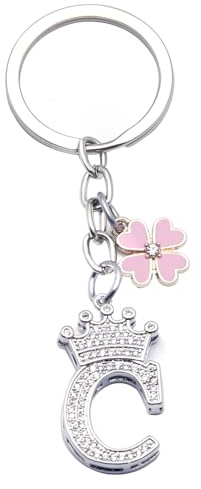 Porte-clés pour Femme Fille avec Lettre Initiale, Alphabet Pendentif Initiale en Crista, Porte clés avec Pendentif Amour et Pampille, Idee Cadeau D'Anniversaire pour Femme Sœur Maman Couple Amie